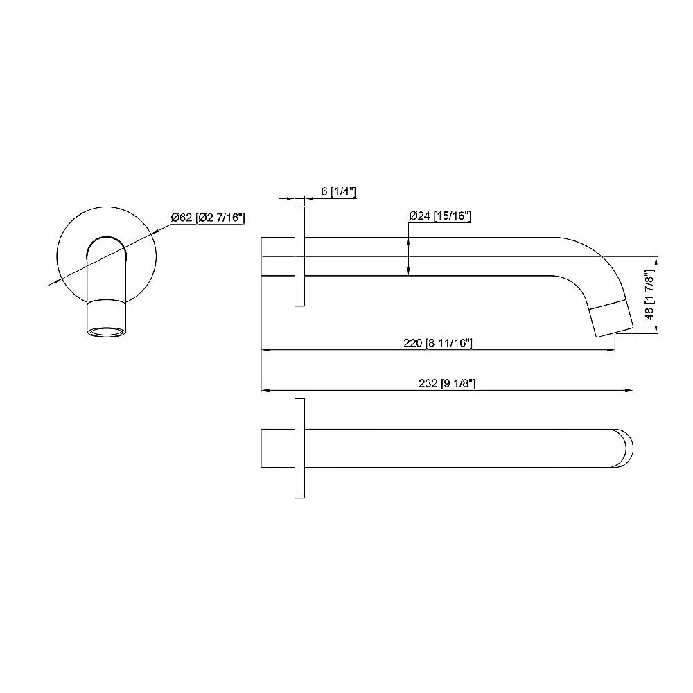 220mm Bath Spout | Matte Black Finish
