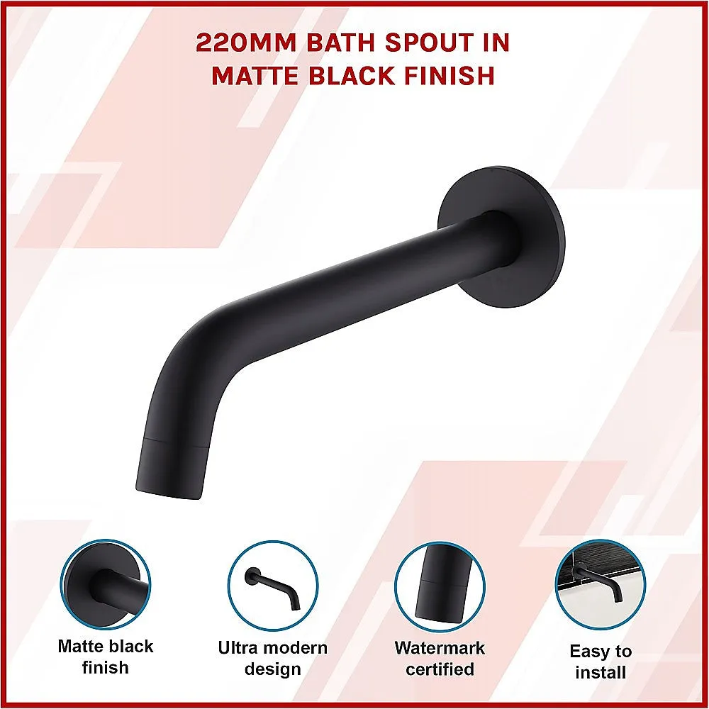 220mm Bath Spout | Matte Black Finish