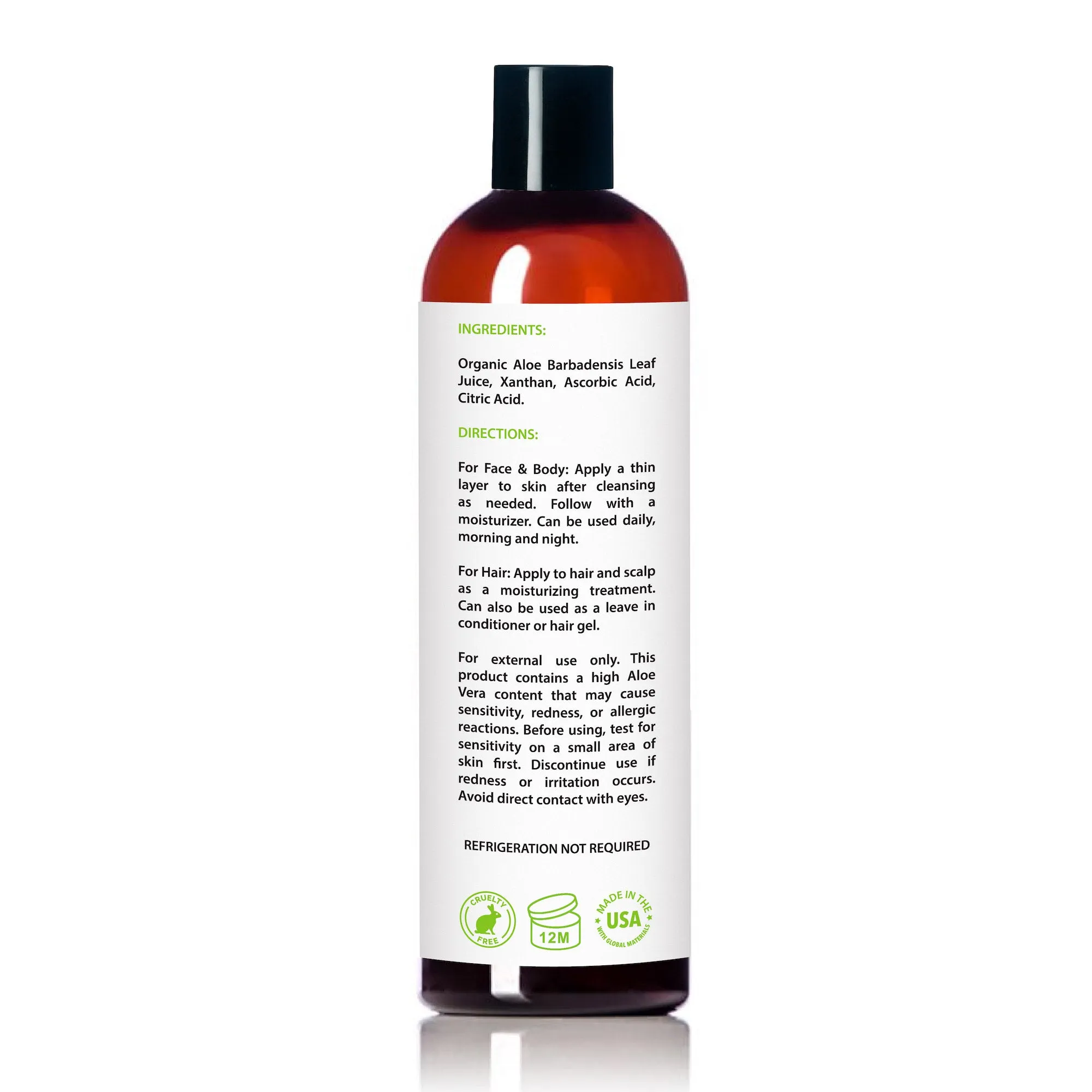 Amara Organics Aloe Vera Gel - USDA Certified Organic - 12 fl. oz.