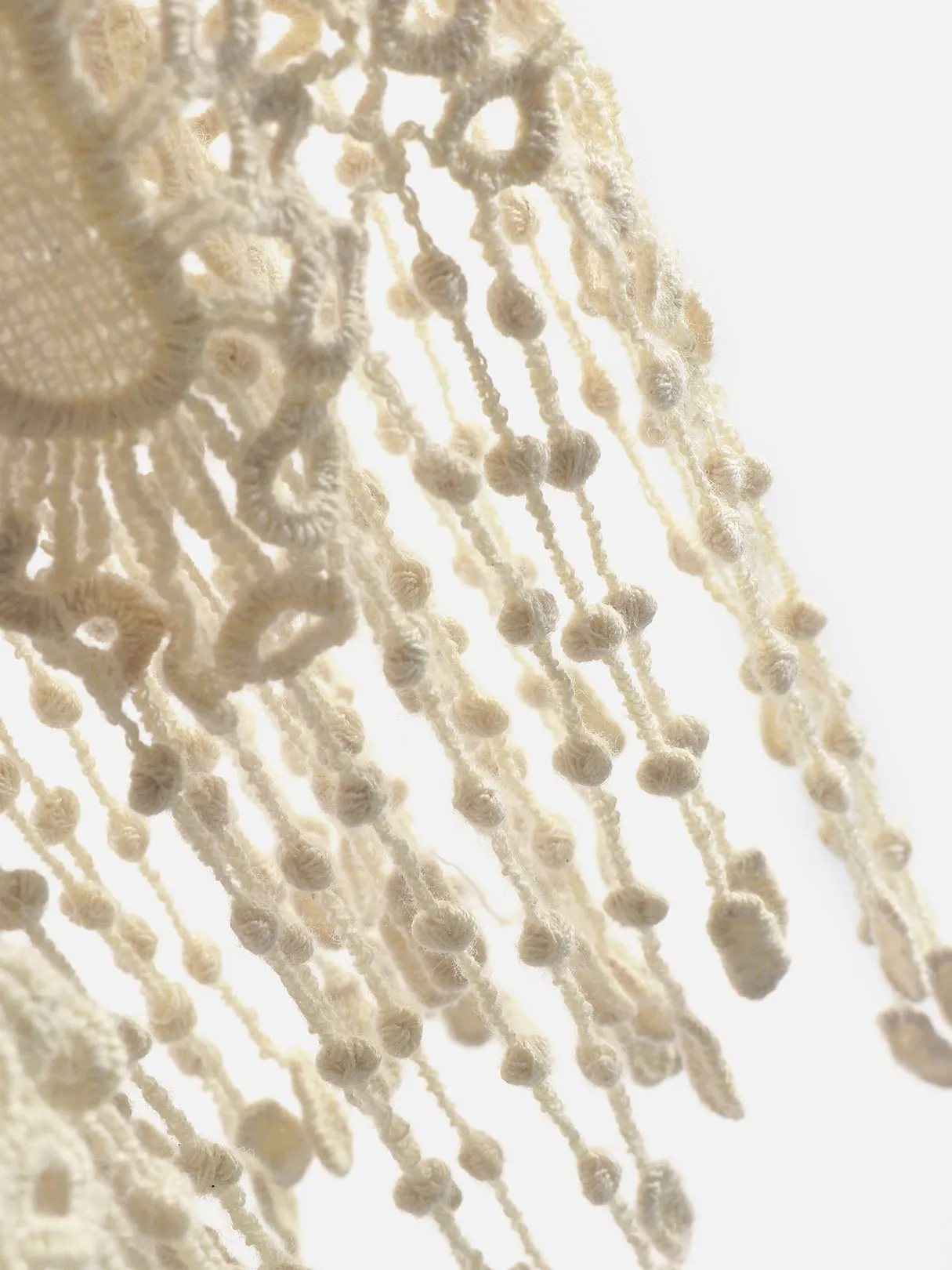 Beige Round Neck Short Sleeve Tiered Hollow Beachwear