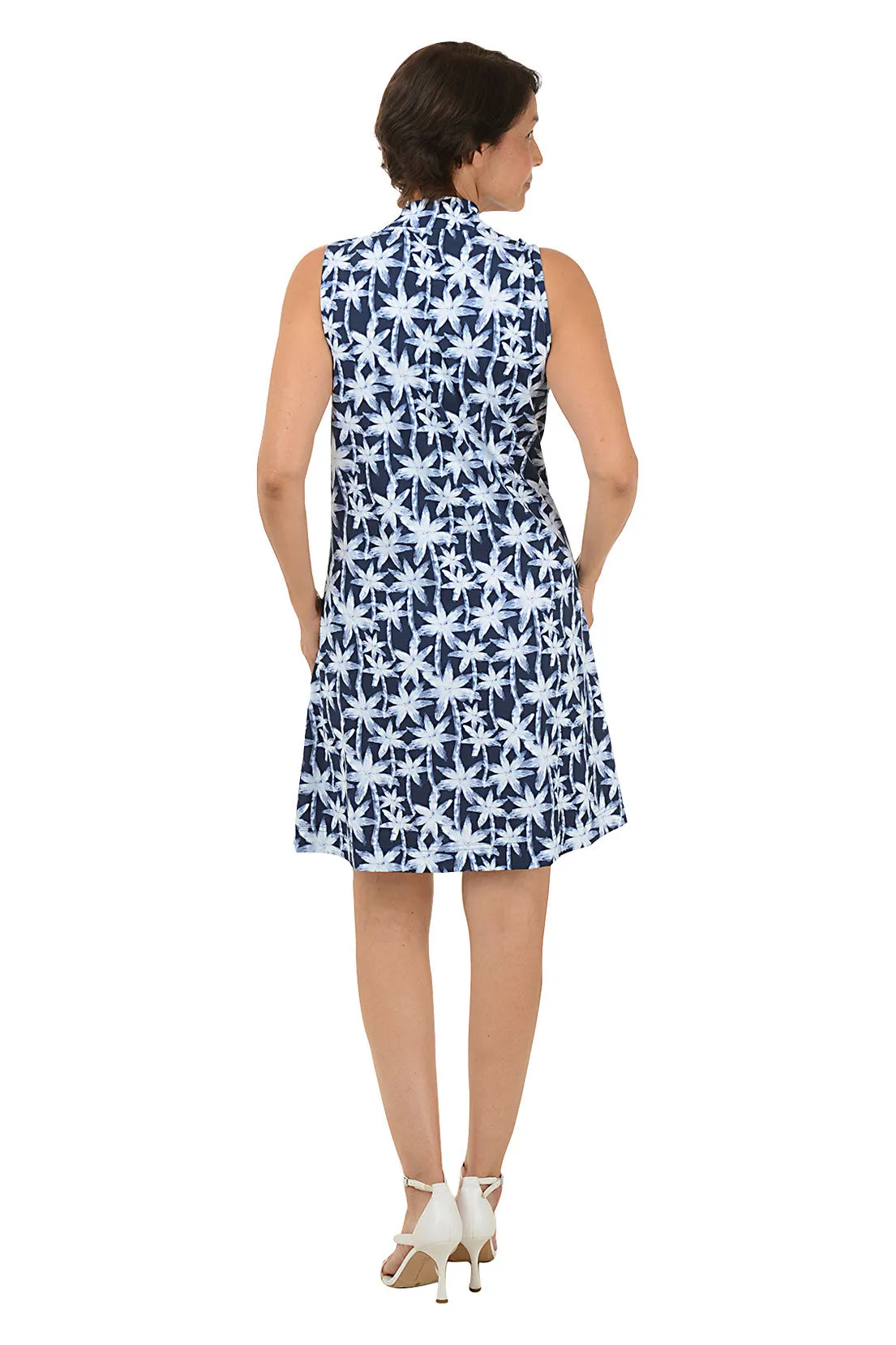 Brushstroke Palms Cooling UPF50  Mock Neck Dress