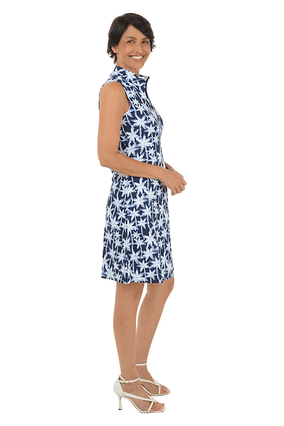 Brushstroke Palms Cooling UPF50  Mock Neck Dress