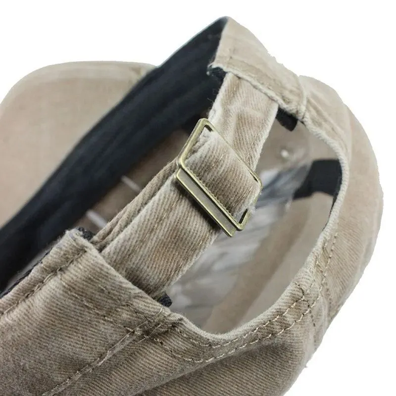 Cotton Washable Flat Sun Proof Military Cap for Men