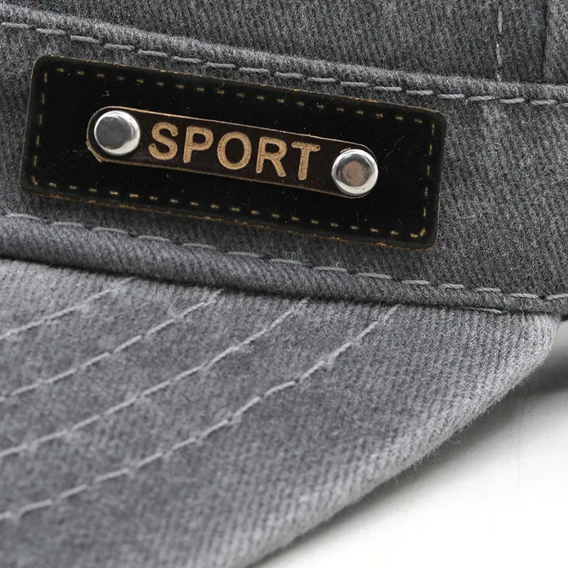 Cotton Washable Flat Sun Proof Military Cap for Men