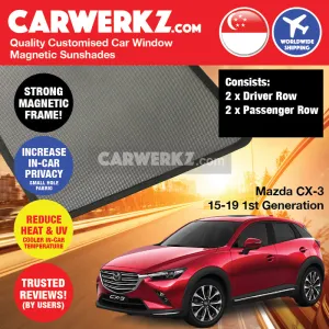 Customised Window Magnetic Sunshades for Mazda CX-3 2016-2020 1st Generation (DK) Japan SUV