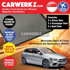 Customised Window Magnetic Sunshades for Mercedes Benz B Class 2018-Current 3rd Generation (W247) Germany Hatchback
