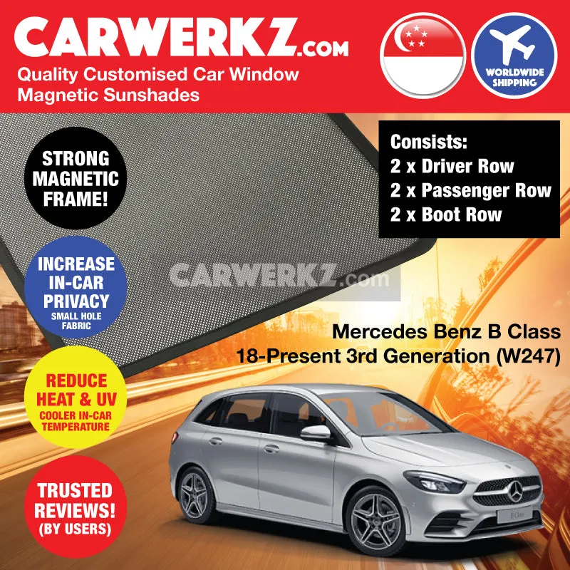 Customised Window Magnetic Sunshades for Mercedes Benz B Class 2018-Current 3rd Generation (W247) Germany Hatchback