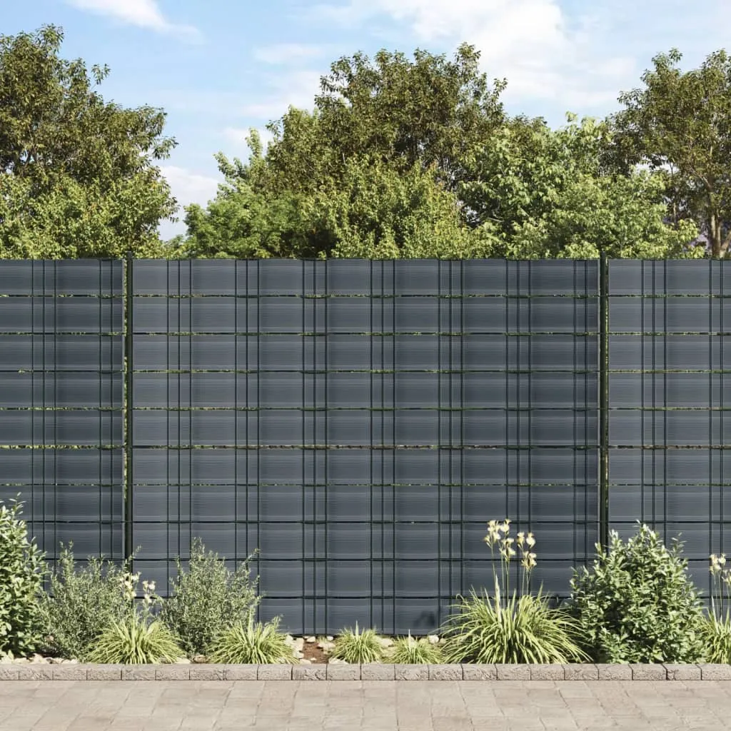 Garden Privacy Screens 10 pcs Black 252.5x19 cm PVC