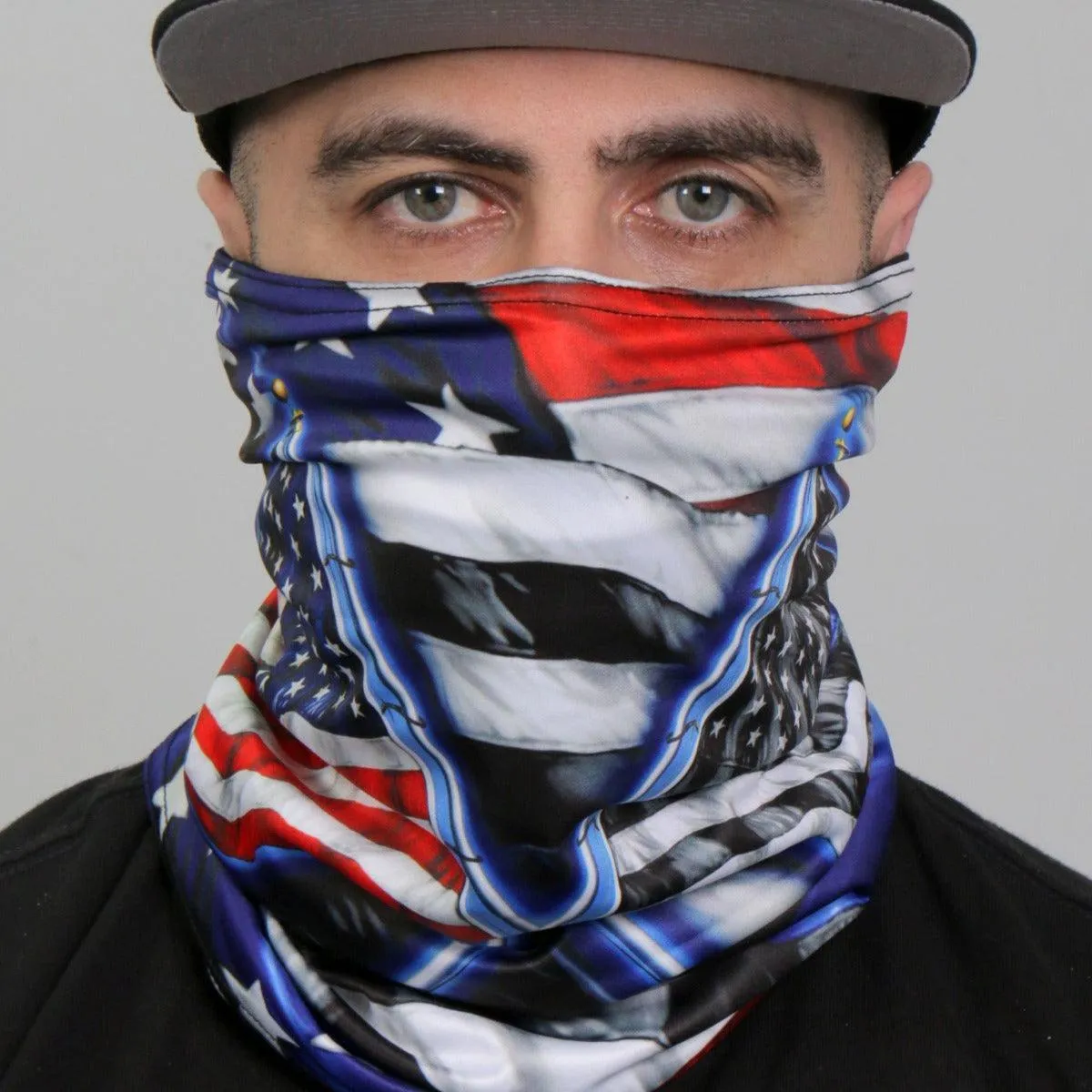 Hot Leathers Blue Line Flag Neck Gaiter