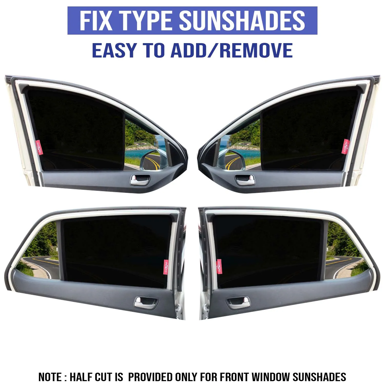 KINGSWAY® Invicto Car Sun Shade Z-Black Non Magnetic Fix Type Curtains for 2023 Onwards Model, Compatible with Maruti Suzuki Invicto Side Window Car Sunshade, Only Half Cut in Front Window, 6 Piece