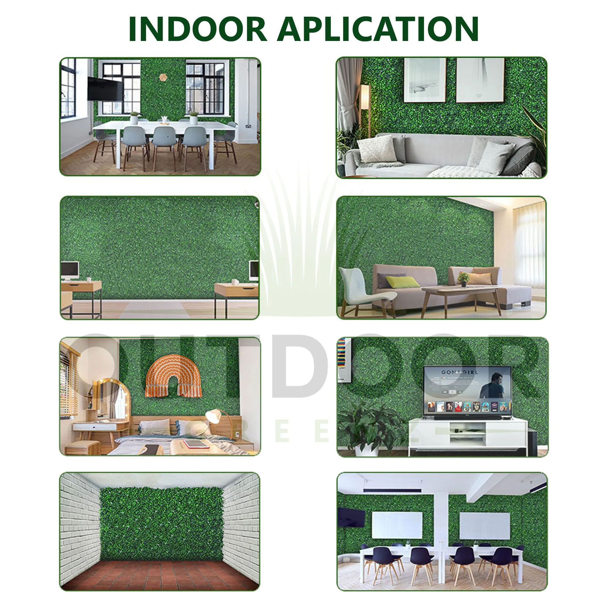 Large Lush Green Leaves Artificial Vertical Garden Wall Tile (Size: 50cm x 50cm, Pack of 1)