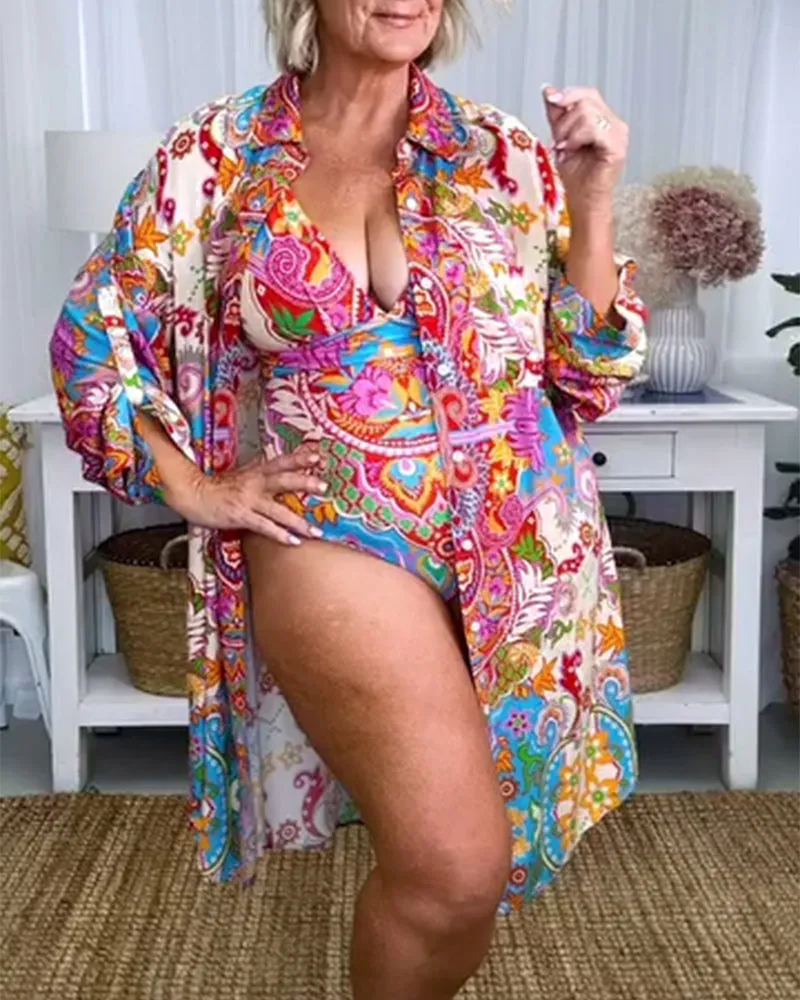 Sexy One-Piece Swimsuit Three-Piece Set