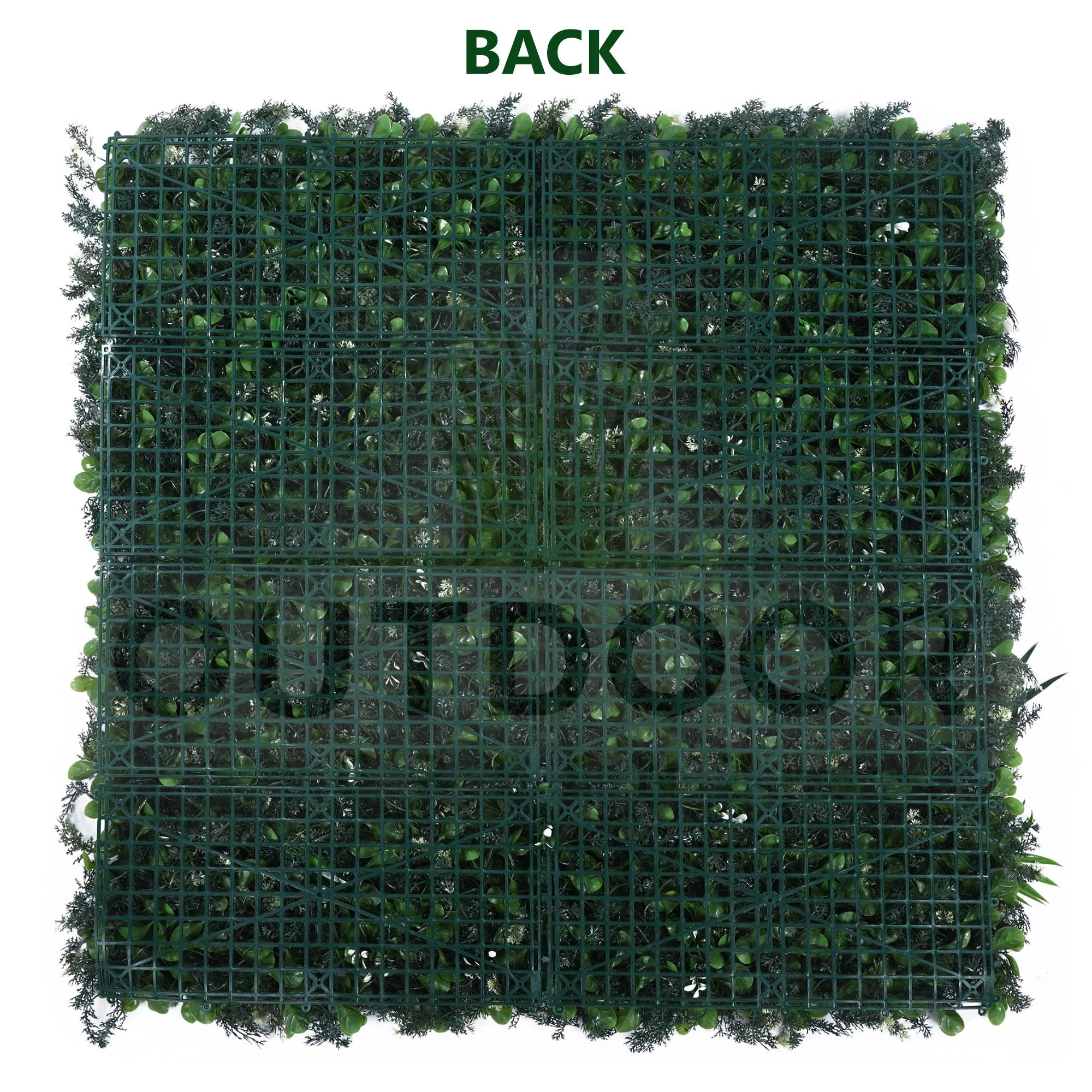 White and Large Green Leaves Artificial Vertical Green Garden Wall Tile (Size: 100cm x 100cm, Pack of 1)