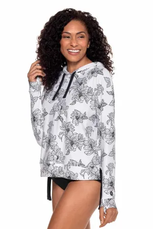 Women's Waikal Swim Hoodie | White/Black Perfect Peony